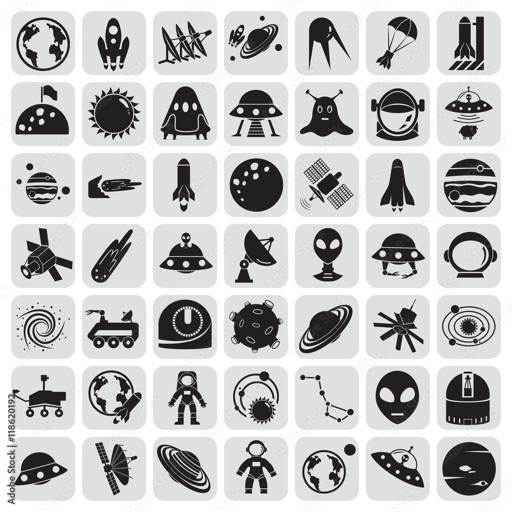 Set of forty nine cosmos icons