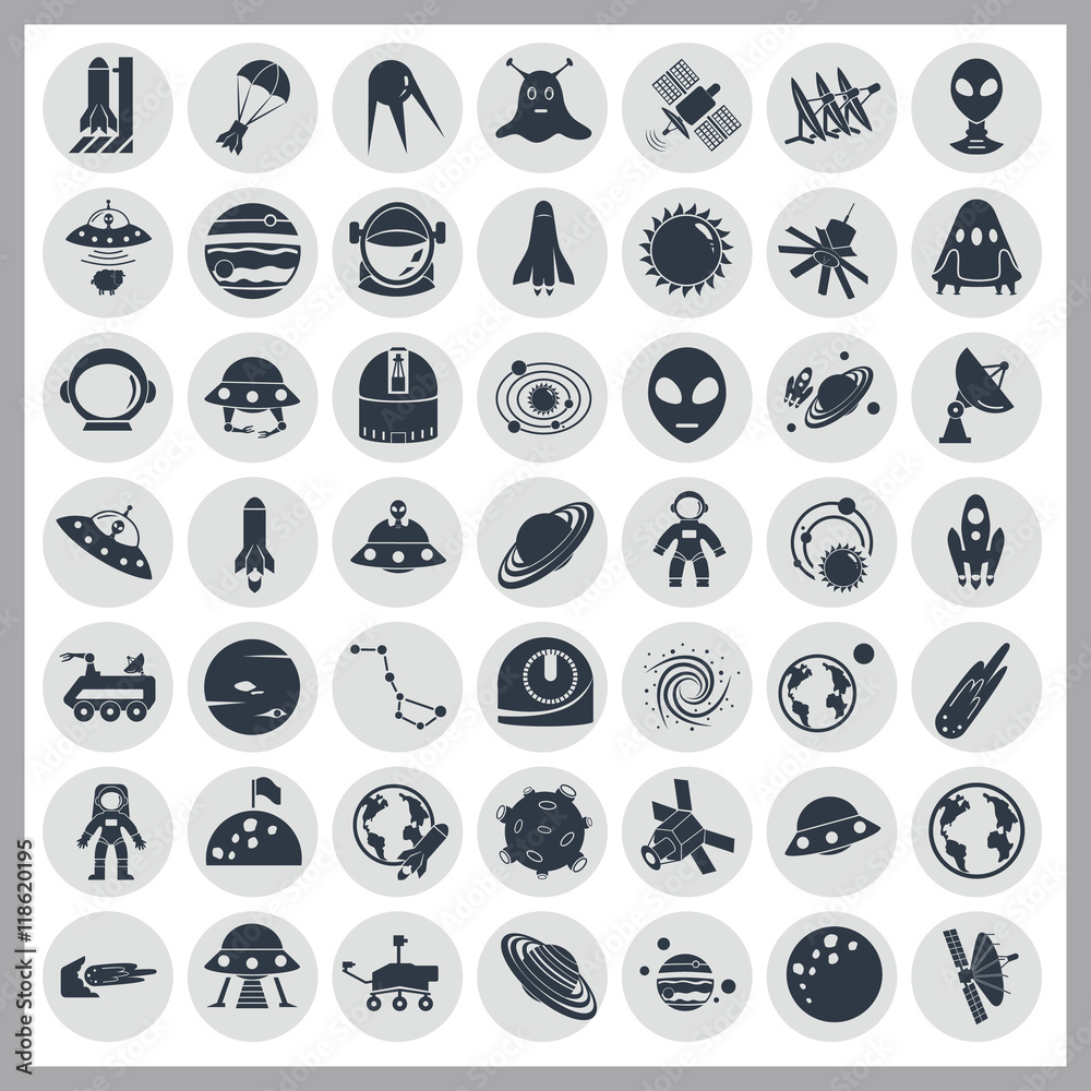 Set of forty nine cosmos icons Set of forty nine cosmos icons