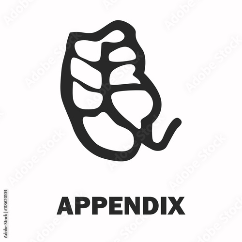 Human appendix black icon