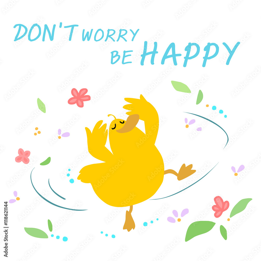 Obraz premium Happy duck dance cartoon vector