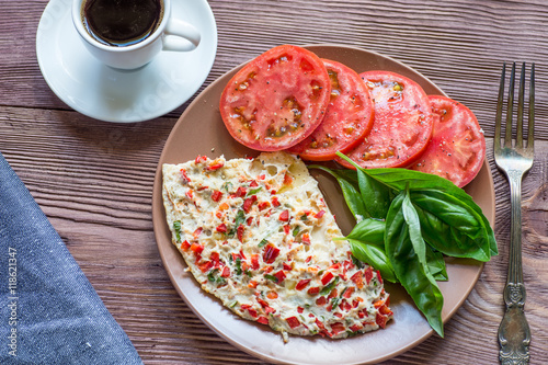 Homemade omlette with tomatoes