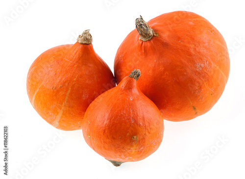 Three Hokaido pumpkins isolated