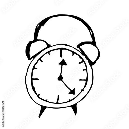 Doodle alarm clock icon hand draw illustration design