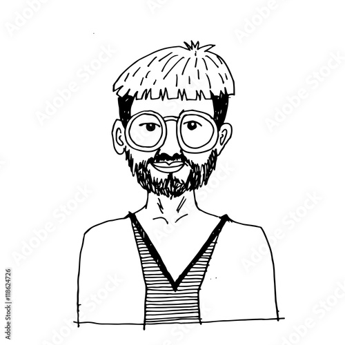 doodle hipster man icon hand draw illustration design