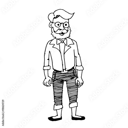 doodle hipster man icon hand draw illustration design