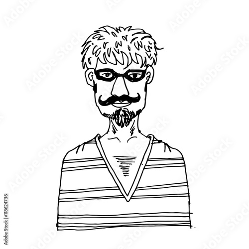 doodle hipster man icon hand draw illustration design