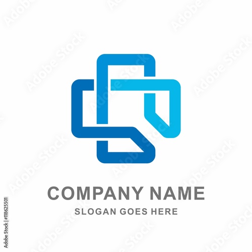 Medical Pharmacy Geometric Cross Vector Logo Design Template