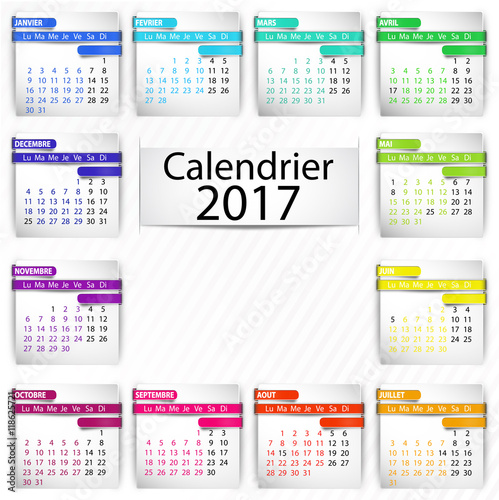 calendrier 2017 (férié inclus) carré