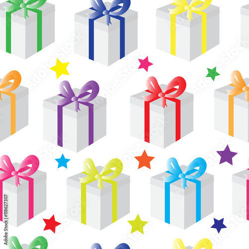 Seamless pattern with gifts on a white background