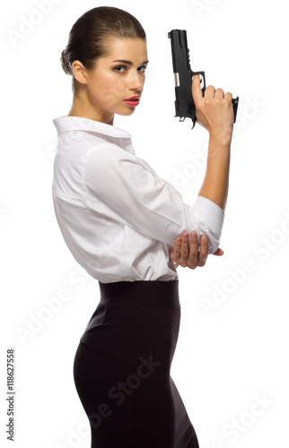 Young businesswoman isolated