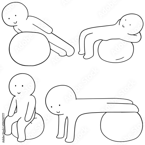 vector set of people and exercise ball