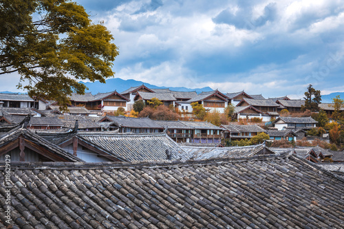 Scenic view of traditional Chinese tile roofs of houses
