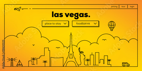 Las Vegas Modern Web Banner Design with Vector Linear Skyline