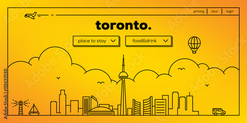 Toronto Modern Web Banner Design with Vector Linear Skyline