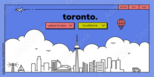 Toronto Modern Web Banner Design with Vector Linear Skyline