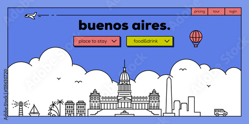 Buenos Aires Modern Web Banner Design with Vector Linear Skyline