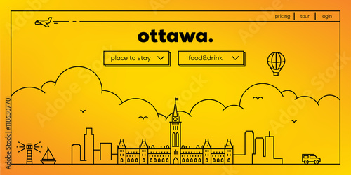 Ottawa Modern Web Banner Design with Vector Linear Skyline