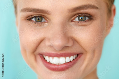 Beautiful Woman With Beauty Face  Healthy White Teeth Smiling. High Resolution Image