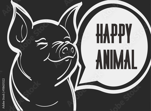 Vector picture of pig. Hand drawn vector illustration, eps 10