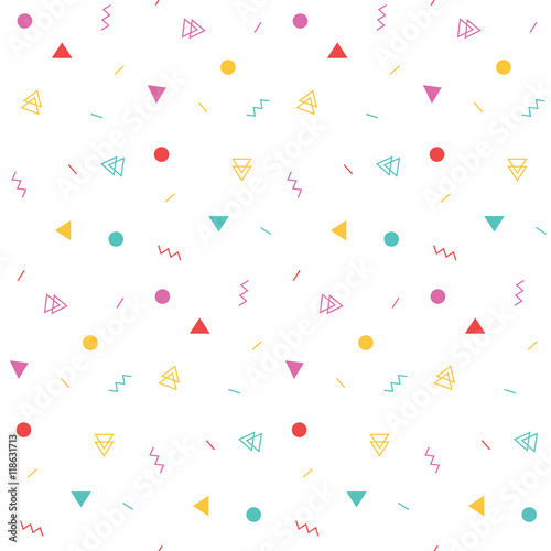 Seamless abstract geometric pattern in retro memphis style