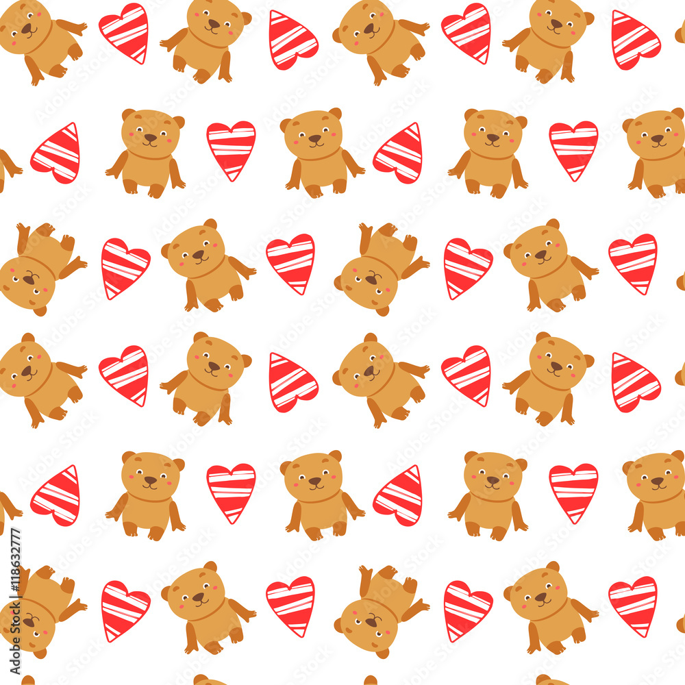 Obraz premium Seamless pattern with teddy bear vector illustration