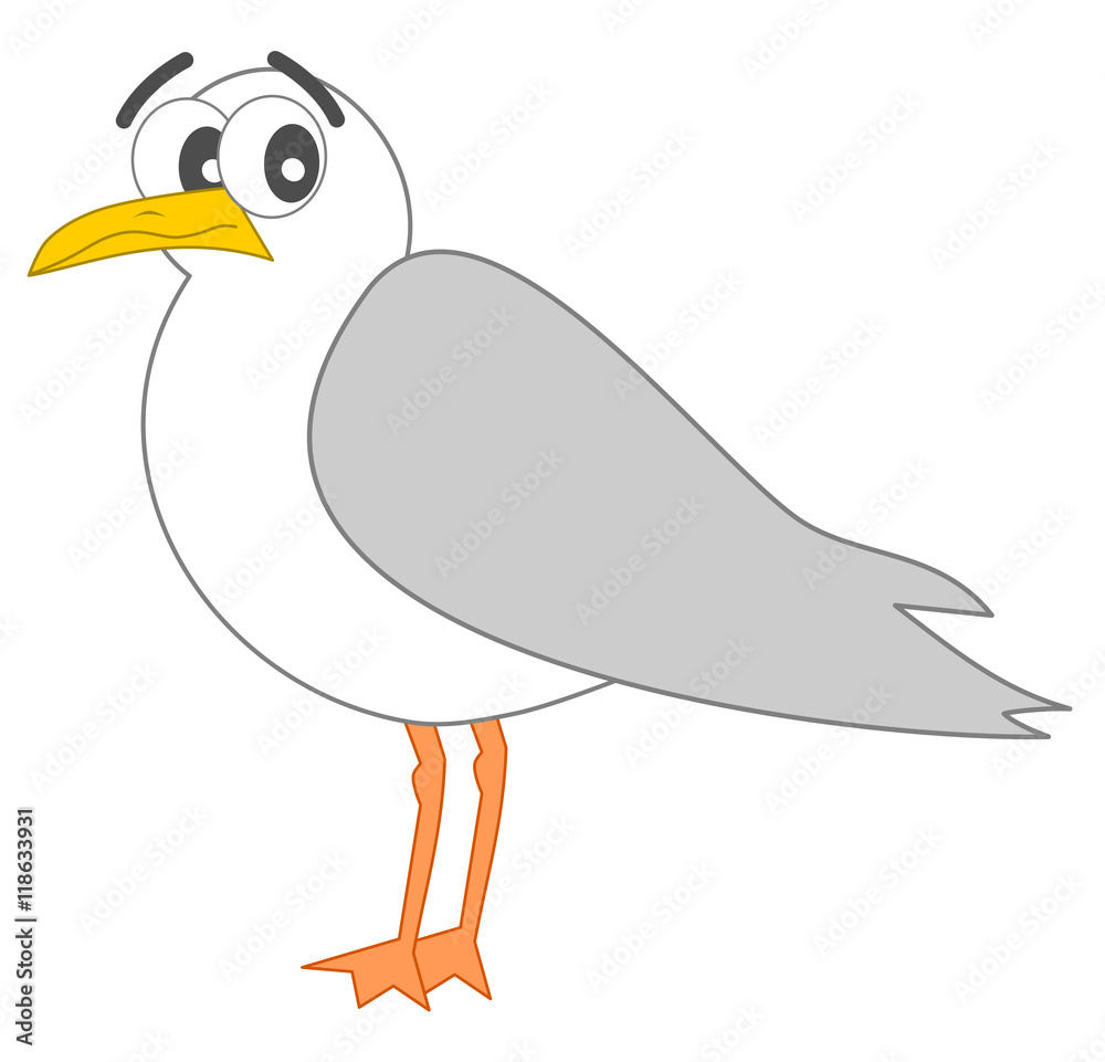 Fototapeta premium cute cartoon seagull vector illustration isolated on white background