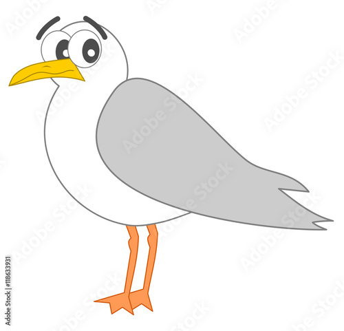 cute cartoon seagull vector illustration isolated on white background

