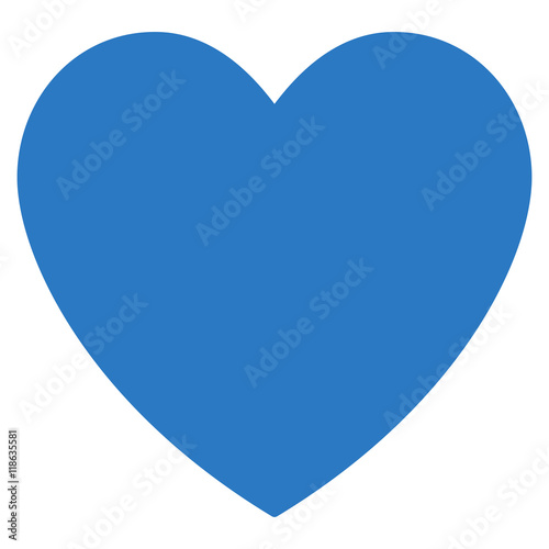 Love Heart icon. Vector style is flat iconic symbol with rounded angles, smooth blue color, white background.
