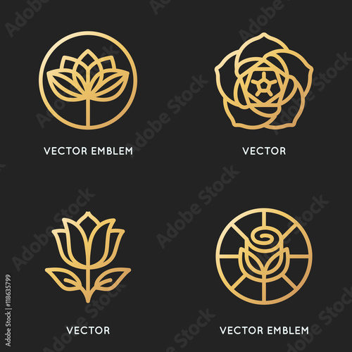 Vector logo design templates and signs in trendy linear style
