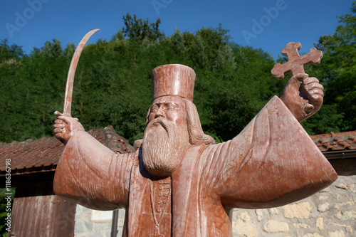 Statue Hadzi Melentius Stefanovic In Raca Monastery, Serbia photo