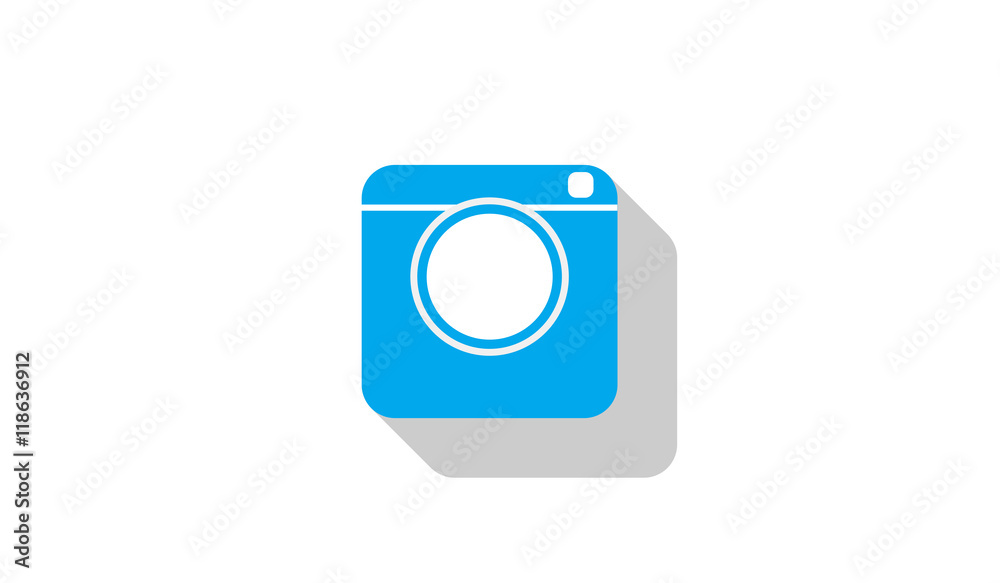 Vector camera icon with long shadow on white background Vector camera icon with long shadow on white background