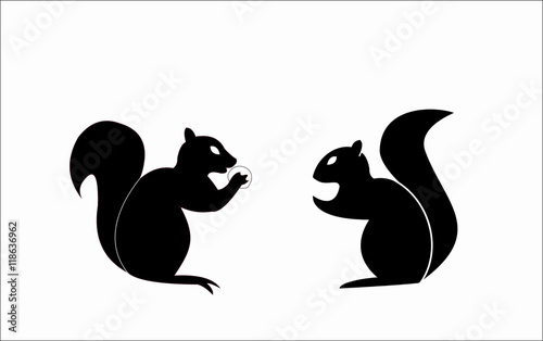 Simple, minimalistic squirrel silhouette logo, icon