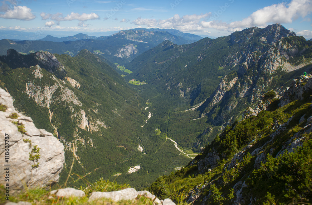 Logar valley, view from Kamnik saddle, Slovenia
