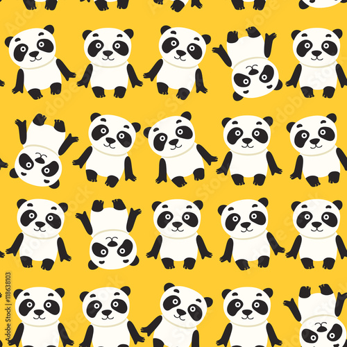 Fototapeta Naklejka Na Ścianę i Meble -  Seamless pattern with panda bear vector illustration