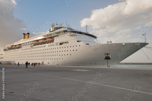 Cruise ship anchored in port, Greece © mikhailberkut