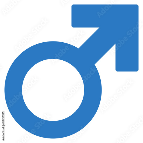 Mars Symbol icon. Vector style is flat iconic symbol with rounded angles, smooth blue color, white background.