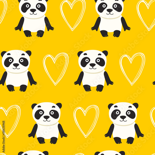 Seamless pattern with panda bear vector illustration