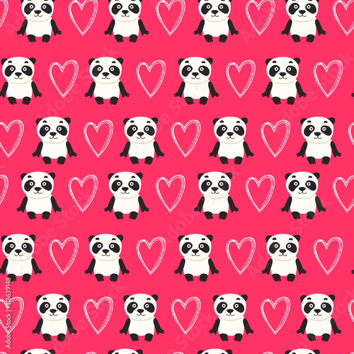 Seamless pattern with panda bear vector illustration