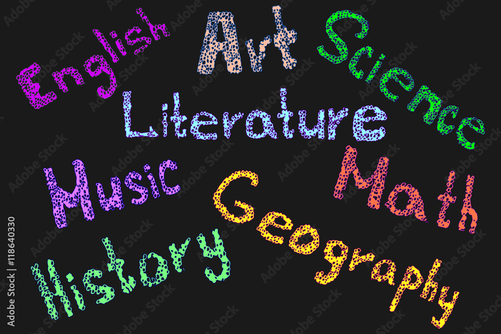 school subjects name Stock Vector | Adobe Stock