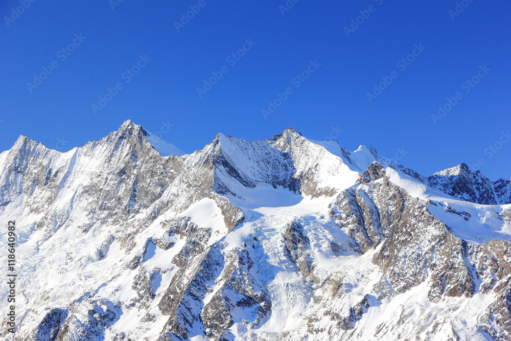 Hohsaas mountain, 3,142 m. The Alps, Switzerland.