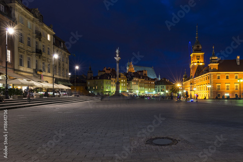Night view of Old Town in Warsaw, Poland