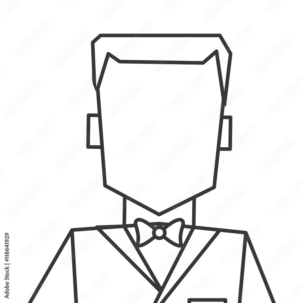 flat design man with tuxedo portrait icon vector illustration