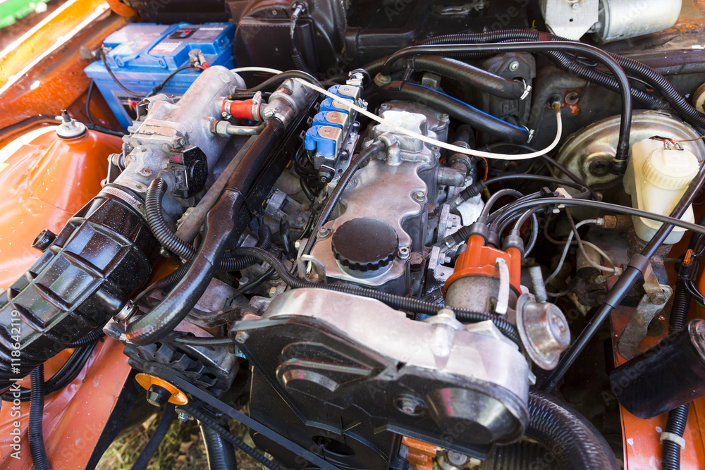 Retro car engine block