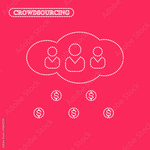 Crowdsourcing dotted line illustration