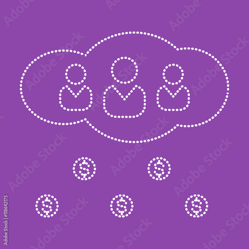 Crowdsourcing dotted line illustration