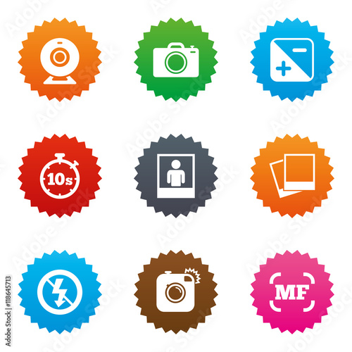 Photo, video icons. Camera, photos and frame.