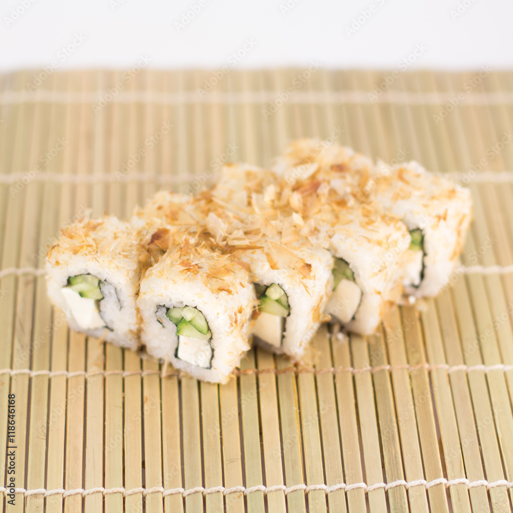 Isolated sushi / rolls. Isolated sushi / rolls.