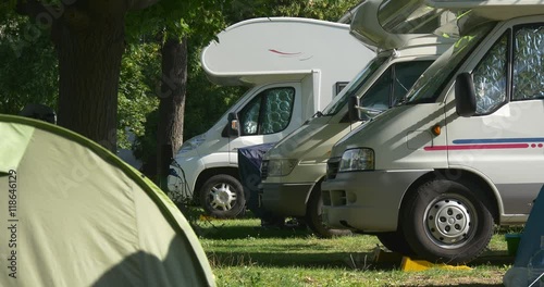 Camping trailers and a tent