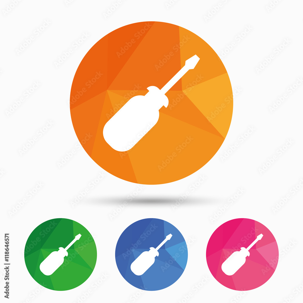 Screwdriver tool sign icon. Fix it symbol. Screwdriver tool sign icon. Fix it symbol.