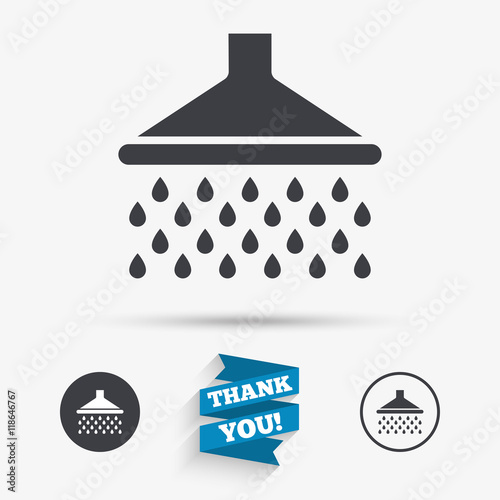 Shower sign icon. Douche with water drops symbol
